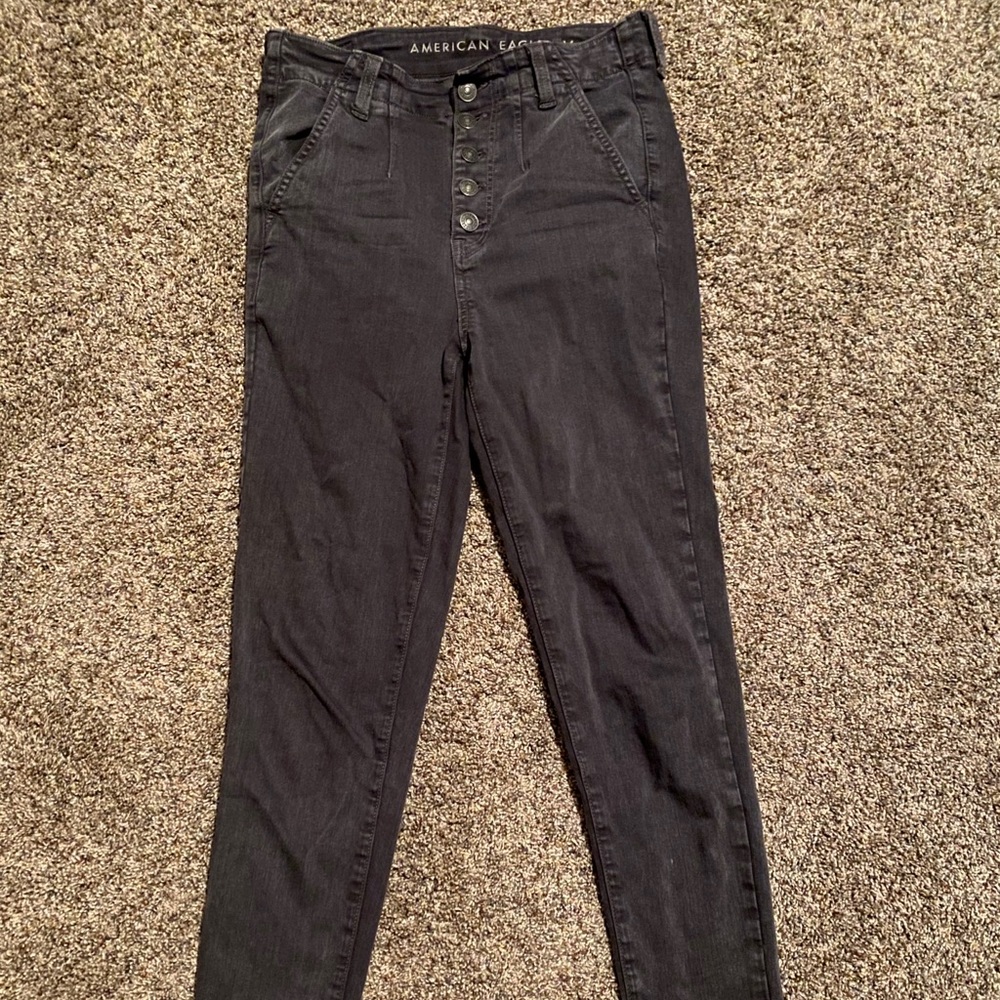 High waisted button up skinny jeans
